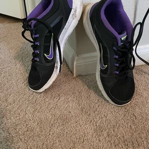 Purple and black Nike running shoes!